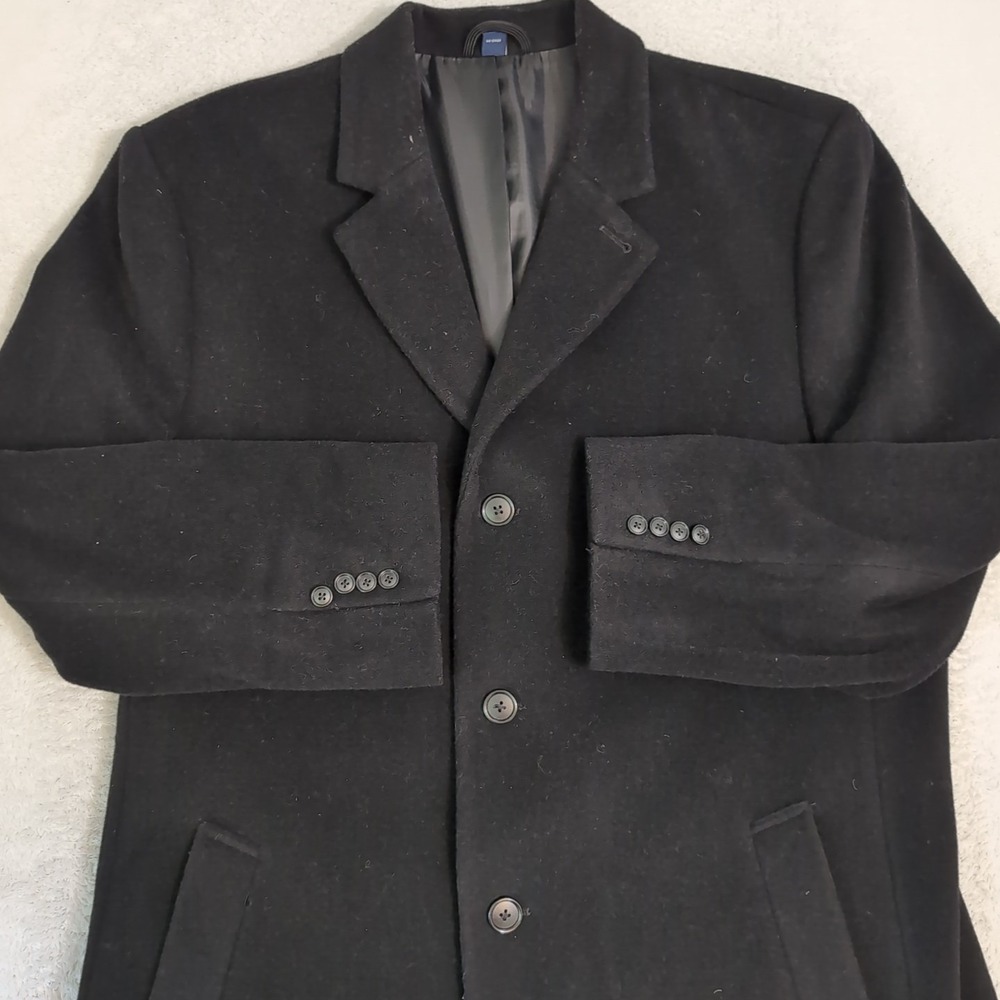 Hathaway‎ Platinum Men's Wool /Cashmere/Nylon Trench Long Coat.size 48R Black
